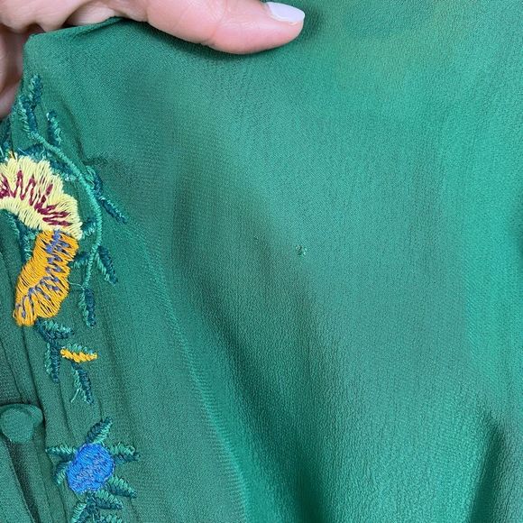 Farm Rio Jessalyn Embroidered Floral Belted Dress Green - Picture 8 of 12